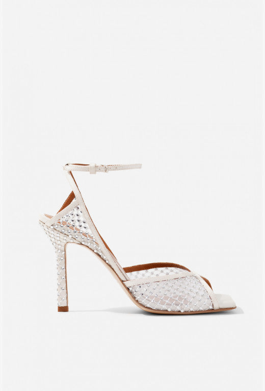 Whitney white sandals with Swarovski crystals