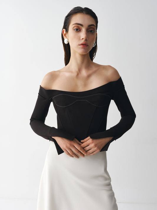 Corset with sleeves in black