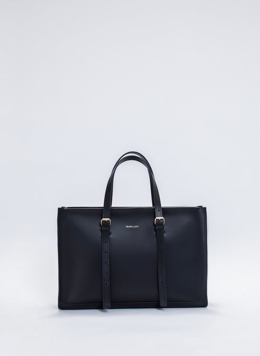 Classic Black Leather Tote Bag B118