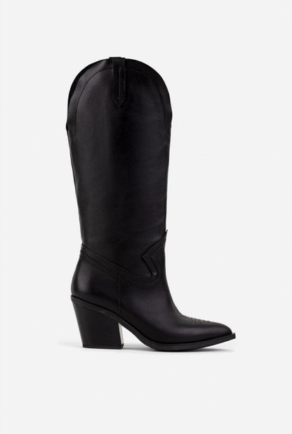 Lula black leather cowboy boots